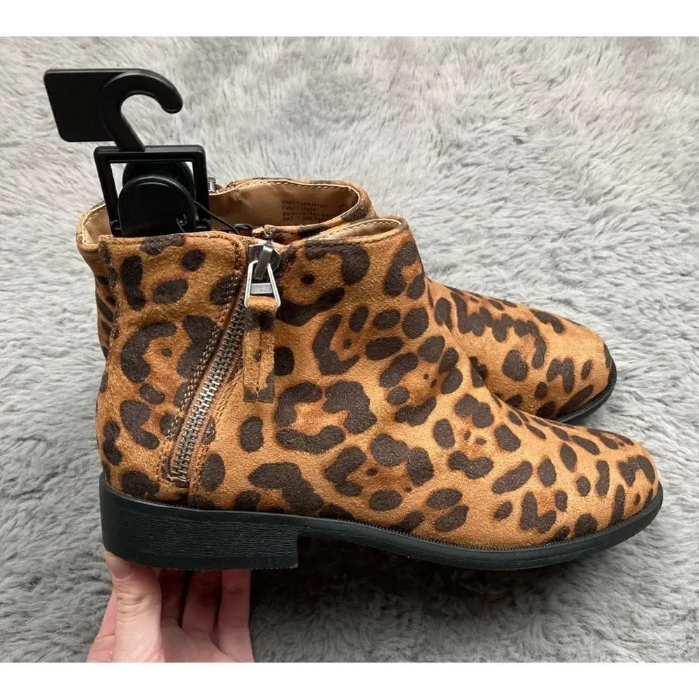 Brown leopard print ankle boots